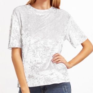White crushed velvet tee
